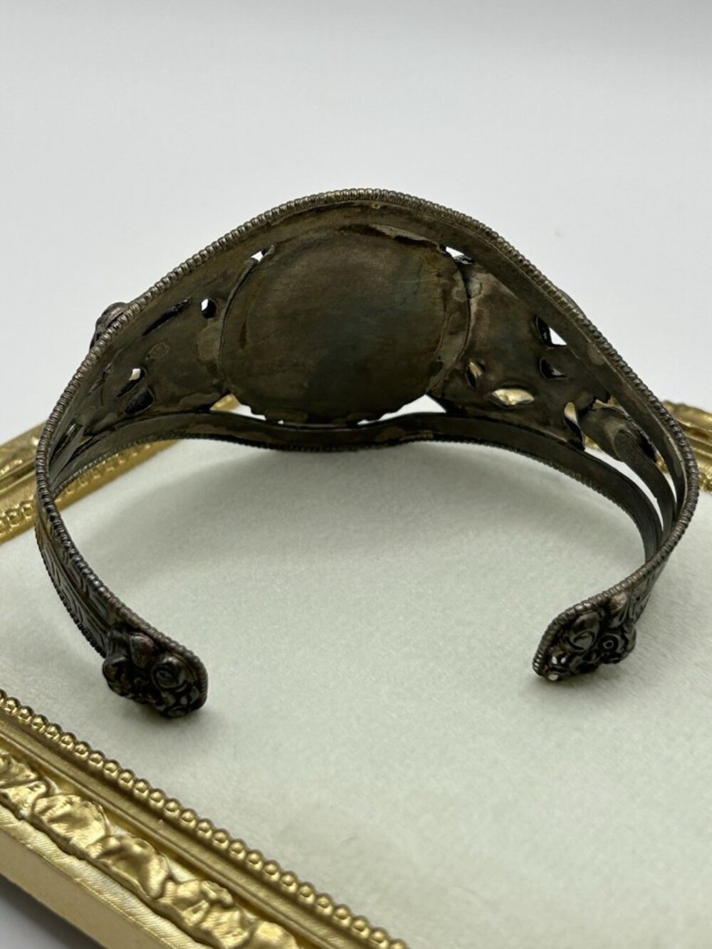 VTG Chinese Sterling Silver Dragon Turquoise Cuff Bracelet Western Blue Asian - Picture 12 of 16